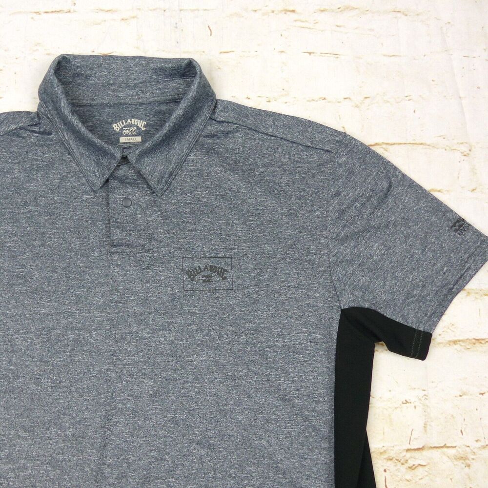 Billabong Arch Lf Mesh Polo Mens S Loose Fit Gray SS UV Surf UPF 50 Beach Golf
